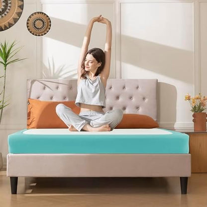 Box Spring Cover King Size-Aqua Stretch Wrap Around 4 Sided Bed Skirt