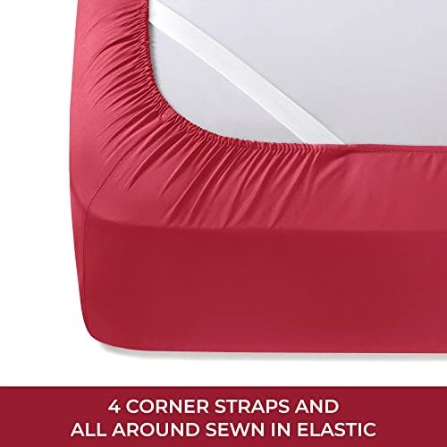 Mellanni Iconic 4-Piece, Ultra Soft Sheet Set (RV/Short Queen, Brick Red)