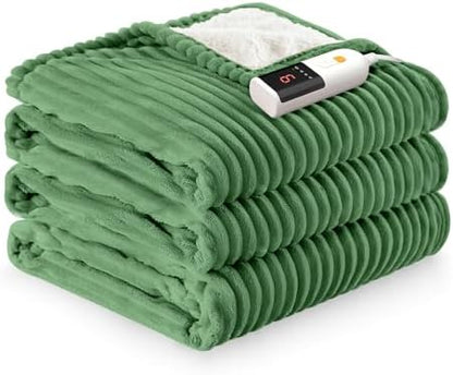 Reaks Heated Blanket Full, 9 Heat Levels, 2-10H Auto-Off, 72"x84", Green