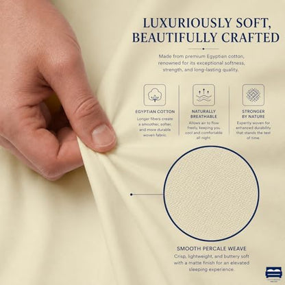 Cottingon 4 PC Olympic Queen Sheets, 15" Deep, Egyptian Cotton, Beige