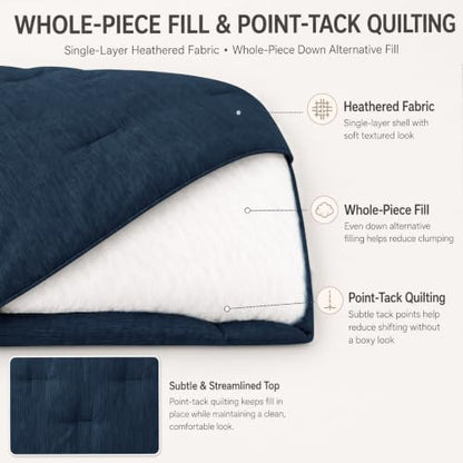 CozyLux Full Size Comforter Set, Heathered Navy Blue, 3 Pieces Bedding Sets