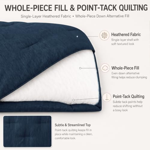 CozyLux Twin/Twin XL Comforter Set, Heathered Navy Blue, 2 Pieces