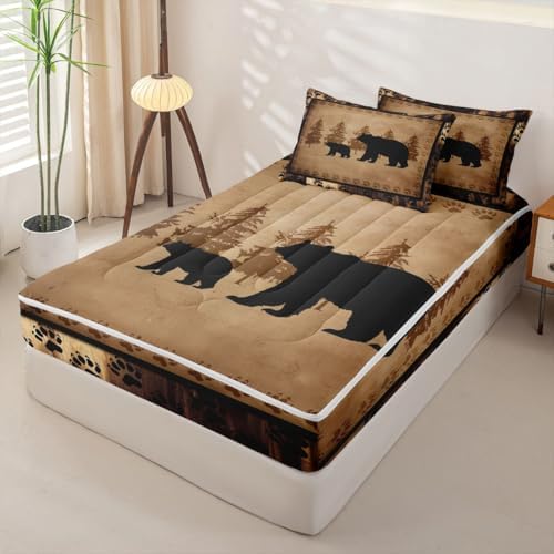 Feelyou Bear Wild Animal Comforter Set Full Size Kids Bed in a Bag
