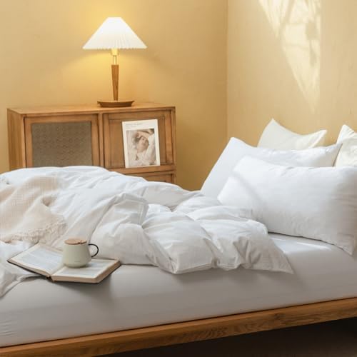 FOSSA Duvet Cover Set 100% Washed Cotton Linen Feel Full