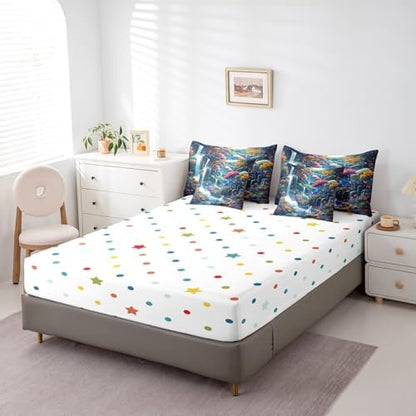 Feelyou Waterfall Comforter Set 7 Pieces Twin Size Moon Landscape Bedding Set for Boys Girls Magical Bed in a Bag with Comforter, Sheets, Pillowcases & Cushion Covers