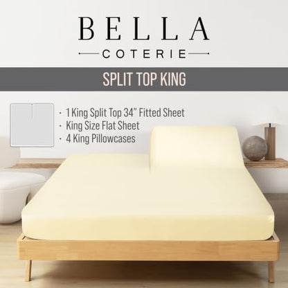 Bella Coterie 6 Piece Luxury Bamboo Viscose 34" Split Top King Sheet Set