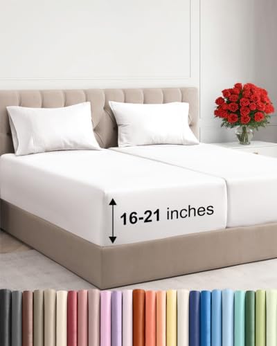Extra Deep Split King Sheet Set - Breathable & Cooling - Antique White