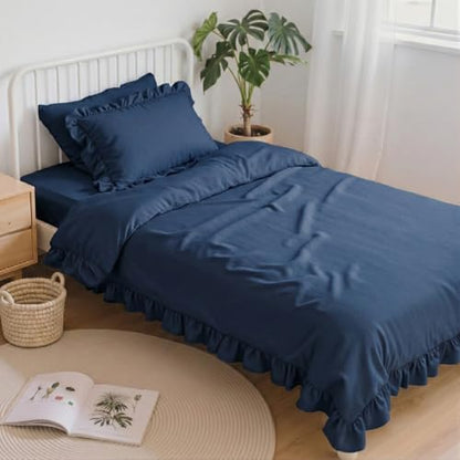 Anluoer Twin Comforter Set 5 Piece,Ruffle Bed in a Bag Twin Bedding Sets