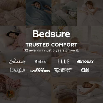 Bedsure Prewashed Duvet Cover Queen, Cotton-Like Bedding Set, Slate Blue