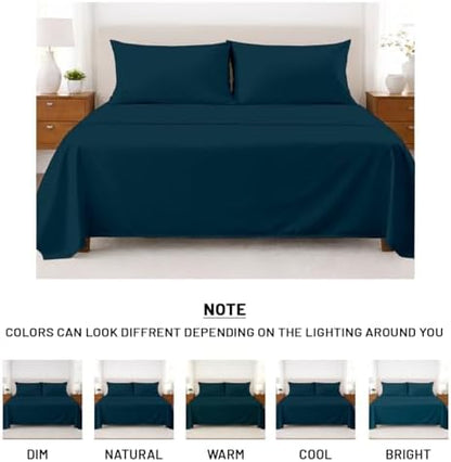 SGI bedding 100% Egyptian Cotton Sheets California King Size – Cooling Sheets, Soft Breathable Teal Bedding, Luxury Bedding, Luxury Hotel Sheet Set, Deep Pocket 16", 4 Piece Set
