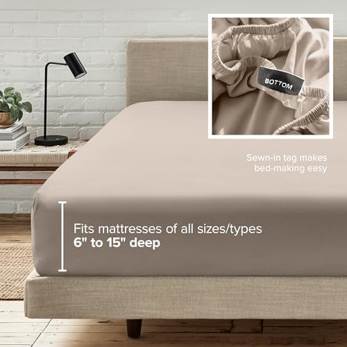 Bare Home Twin Fitted Sheet - 1800 Ultra-Soft (Twin, Pebble)