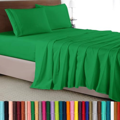 Elegant Comfort Luxury 4-Piece Bed Sheet Set - Luxury Bedding 1500 Thread Count Egyptian Quality Microfiber, Wrinkle Resistant Cool & Breathable, Easy Elastic Fitted, California King, Emerald Green
