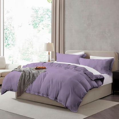 Hearth & Harbor Prewashed California King Duvet Cover Set, Grayish Purple