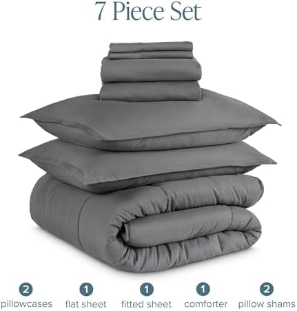 Bare Home Bed-in-A-Bag 7 Piece Set (Queen, Grey/Grey)