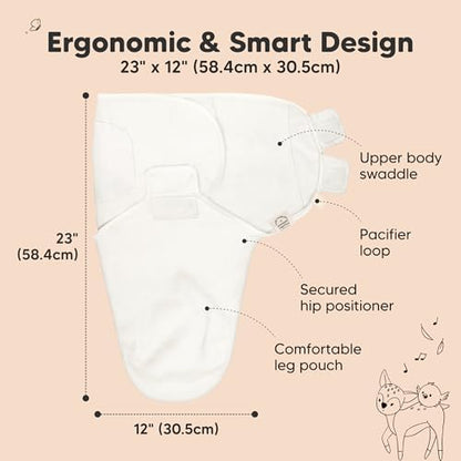 KeaBabies 3-Pack Organic Baby Swaddles for Newborns, Soft White, 0-3M