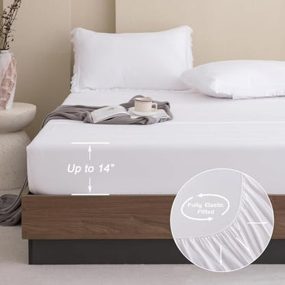 Andency Oversized King Comforter Set, 7 Pieces White Bedding