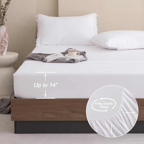 Andency Oversized King Comforter Set, 7 Pieces White Bedding