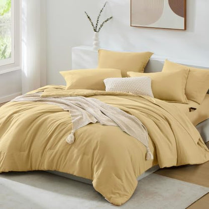 King Size Comforter Set- 7 Pieces Prewashed Bed in a Bag King Bedding Sets