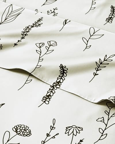 Twin 3 Piece Boho Botanical Floral Sheet Set - Soft & Cooling - Plants