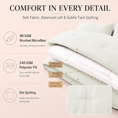 CozyLux King Size Comforter Set Ivory, 7 Pieces Bed in a Bag