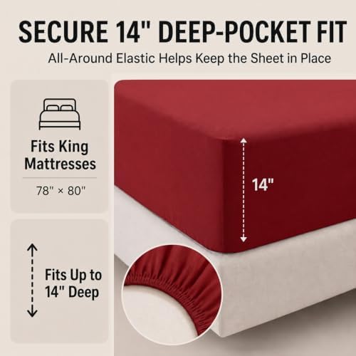 CozyLux King Size Comforter Set Dark Red - 7 Pieces Bed in a Bag