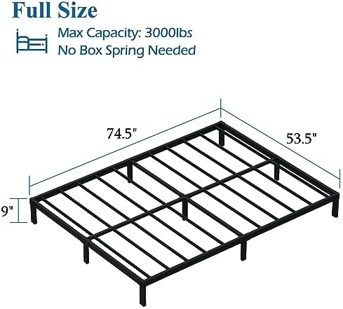 DiaOutro 9 Inch Full Size Bed Frame Heavy Duty Low Profile Metal Platform