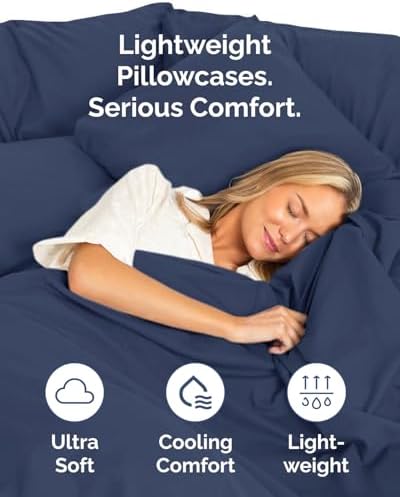King Standard Pillow Cases Set of 10 - Soft Pillowcase Covers - Navy Blue