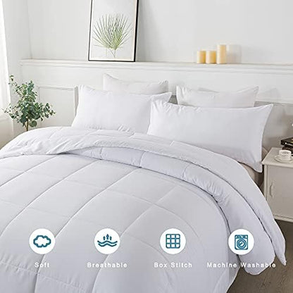 DOWNCOOL Queen Comforter Set -All Season Bedding Comforters Sets with 2 Pillow Cases-3 Pieces Bedding Sets Queen -Down Alternative White Queen Size Comforter Sets(88"x92")