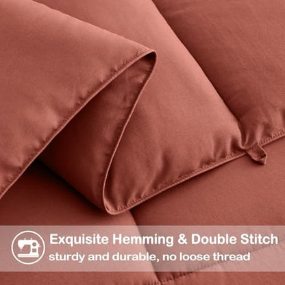 EASELAND Full Size Down Alternative Comforter, Terracotta, 82x86 Inches