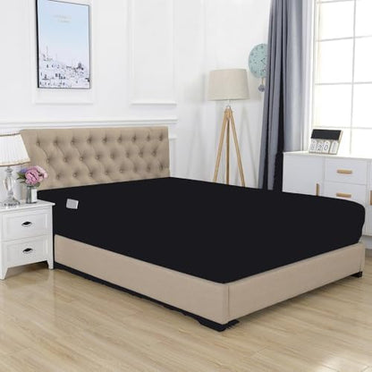Elegant Comfort 1500 Premium Hotel Quality 18-24 Inches Deep - Extra Deep Pocket Single Fitted Sheet for High Mattress, Luxury and Softest, Smart Pocket - Wrinkle Free, King, Black
