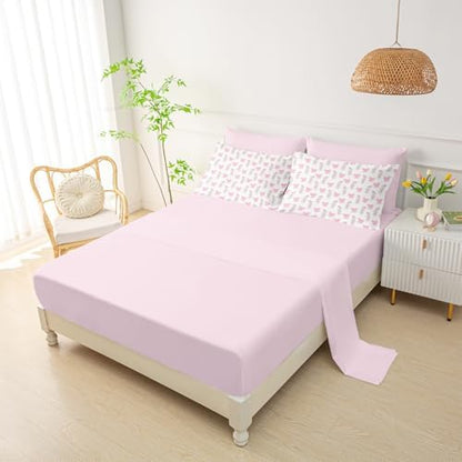 QOOMO Bow 7 Pieces Comforter Set Queen Size,Floral Bowknot Bedding Set