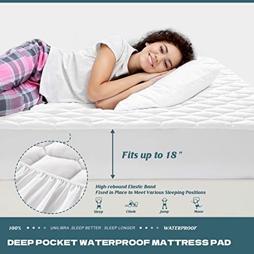 UNILIBRA Cal King Mattress Protector Waterproof, Deep Pocket Mattress Pad Cover Up to 18 Inches, Quilted Fitted Hollow Cotton Filling Breathable Mattress Topper