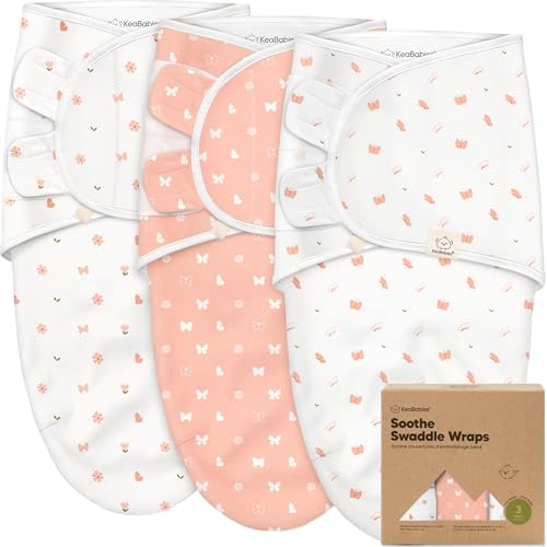 KeaBabies 3-Pack Organic Baby Swaddles for Newborns, Butterflies, 3-6M