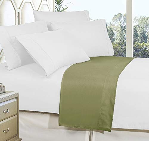 Elegant Comfort Premium Hotel Quality 1-Piece Flat Sheet, Luxury and Softest 1500 Premium Hotel Quality Microfiber Bedding Flat Sheet, Wrinkle-Free, Stain-Resistant, California King, Sage-Green