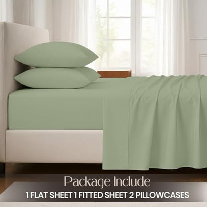 SGI bedding 100% Egyptian Cotton Sheets King Size – Cooling Sheets, Soft Breathable Moss Bedding, Luxury Bedding, Luxury Hotel Sheet Set, Deep Pocket 16", 4 Piece Set