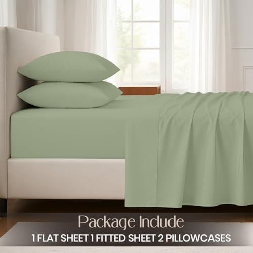 SGI bedding 100% Egyptian Cotton Sheets Full XL Size – Cooling Sheets, Soft Breathable Moss Bedding, Luxury Bedding, Luxury Hotel Sheet Set, Deep Pocket 16", 4 Piece Set