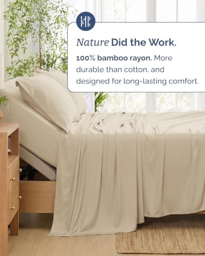 100% Rayon Derived from Bamboo Sheets - Flex Top Split Head King - Wheat