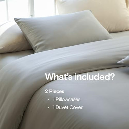 DOZ Duvet Cover Set, 100% Viscose derived from Bamboo, Organically Grown, Buttery Soft, Cooling Duvet Covers, High GSM, 1 Duvet Cover and 1 Pillowcase, 70"x90" (Dove, Twin/Twin XL)