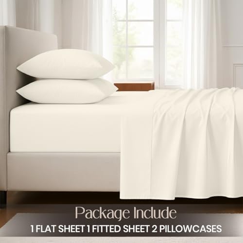 SGI bedding 100% Egyptian Cotton Sheets Queen Size – Cooling Sheets, Soft Breathable Butter Bedding, Luxury Bedding, Luxury Hotel Sheet Set, Deep Pocket 16", 4 Piece Set