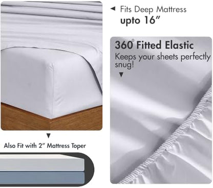 RUVANTI 100% Cotton Twin Sheets, Percale Weave Twin Sheet Set, Cloud Gray