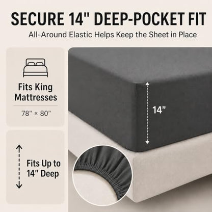 CozyLux King Size Comforter Set Dark Grey - 7 Pieces Bed in a Bag