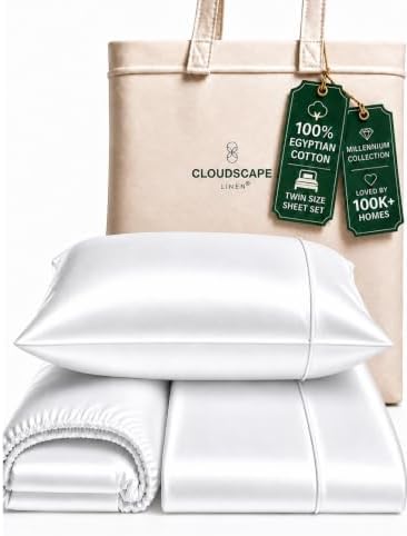 Cloud Scape Millennium Series White 100% Egyptian Cotton Sheet Twin Size