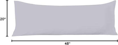 Comfort Beddings Body Pillowcase, 100% Organic Cotton 600 Thread Count Sateen, Soft Cooling Silver, 1-Pack, Hidden Zipper Closure, Hotel Quality, Fade & Shrink Resistant, 20 x 48 Inches