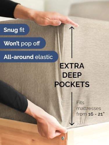 Extra Deep Pocket Full Sheet Set - Breathable & Cooling - Heathered Beige