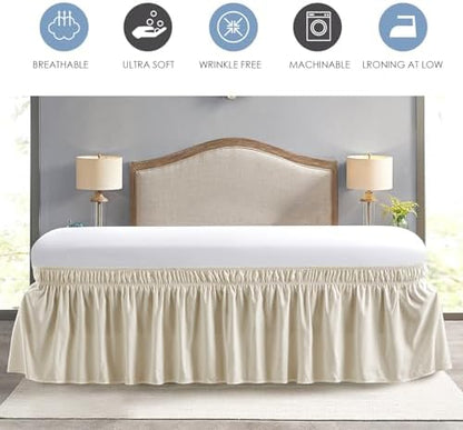 FreshCulture King Bed Skirt, Dust Ruffle for King Size Bed, Easy Fit with 18-Inch Tailored Drop, Elastic Wrap Around Bed Skirt King Size, Hotel Quality Bed Skirts for Adjustable Bed (Cream)