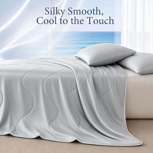 Cooling Comforter for Hot Sleepers, Twin 68x90, Silver Gray