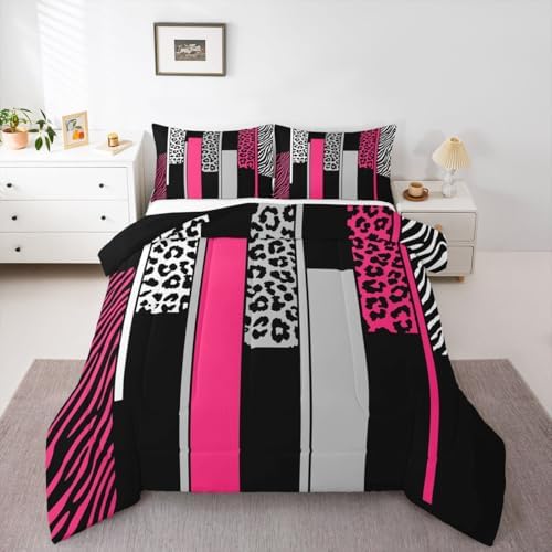 Feelyou Animal Print Ombre Leopard Comforter Set Full Size Kids Boys Girls