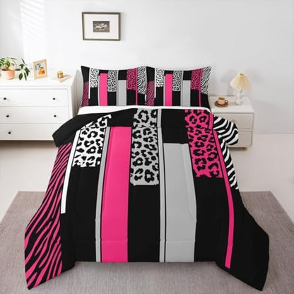 Feelyou Animal Print Ombre Leopard Comforter Set Full Size Kids Boys Girls