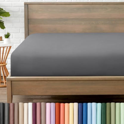 Bare Home Twin Fitted Sheet - 1800 Ultra-Soft (Twin, Grey)