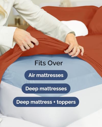 Extra Deep Flex Top Split Head King Sheet Set - 6pc Sheets - Terracotta